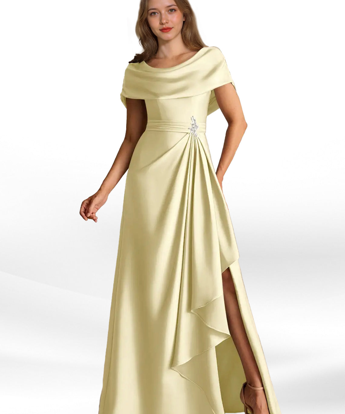 Augday Branford A-Line Pleated Stretch Satin Dress