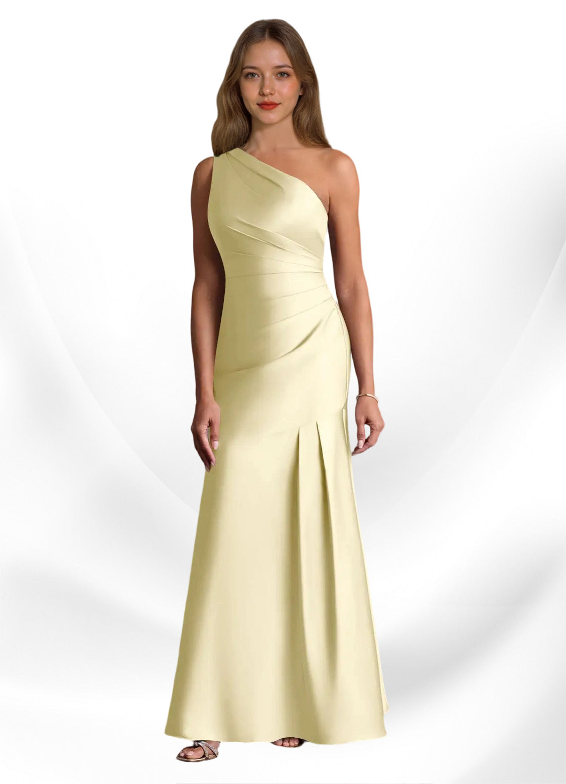 Augday Haifa Mermaid One Shoulder Stretch Satin Dress
