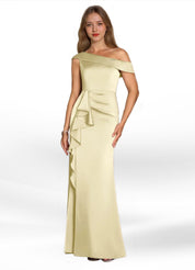 Augday Hamptons A-Line Pleated Stretch Satin Dress