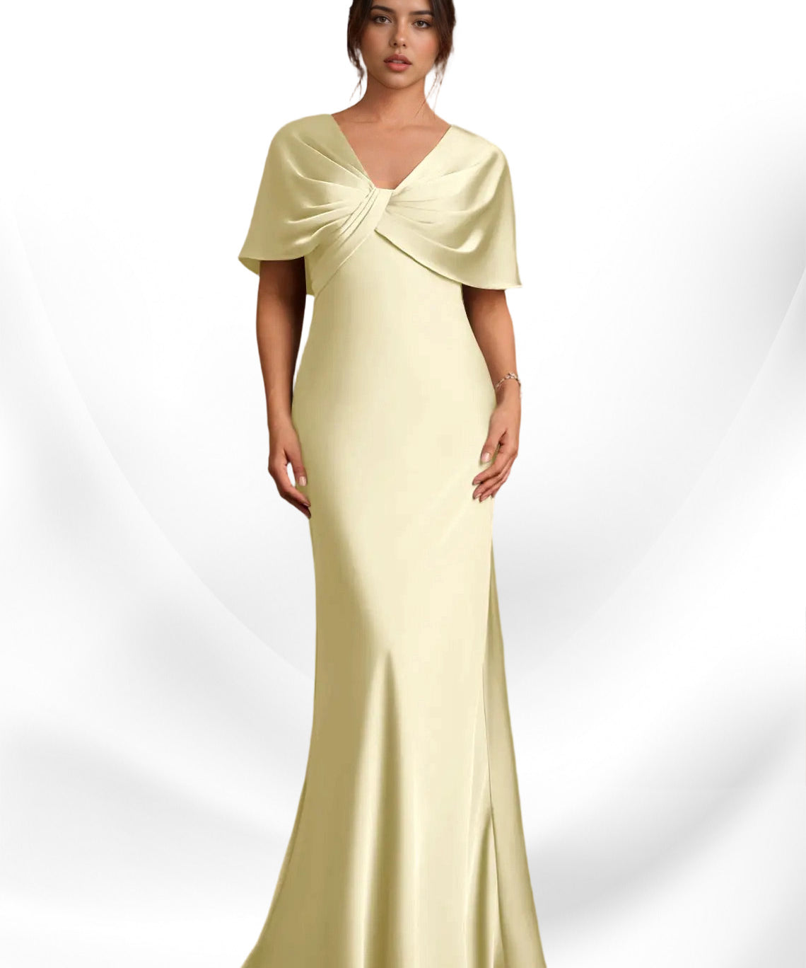 Augday Dosia Sheath Pleated Stretch Satin Dress