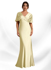 Augday Dosia Sheath Pleated Stretch Satin Dress