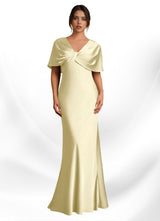 Augday Dosia Sheath Pleated Stretch Satin Dress