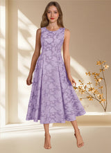 Augday Fulton A-Line Pleated Floral Burnout Dress