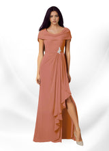 Augday Mary A-Line Side Slit Chiffon Dress