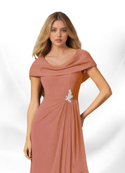 Augday Mary A-Line Side Slit Chiffon Dress