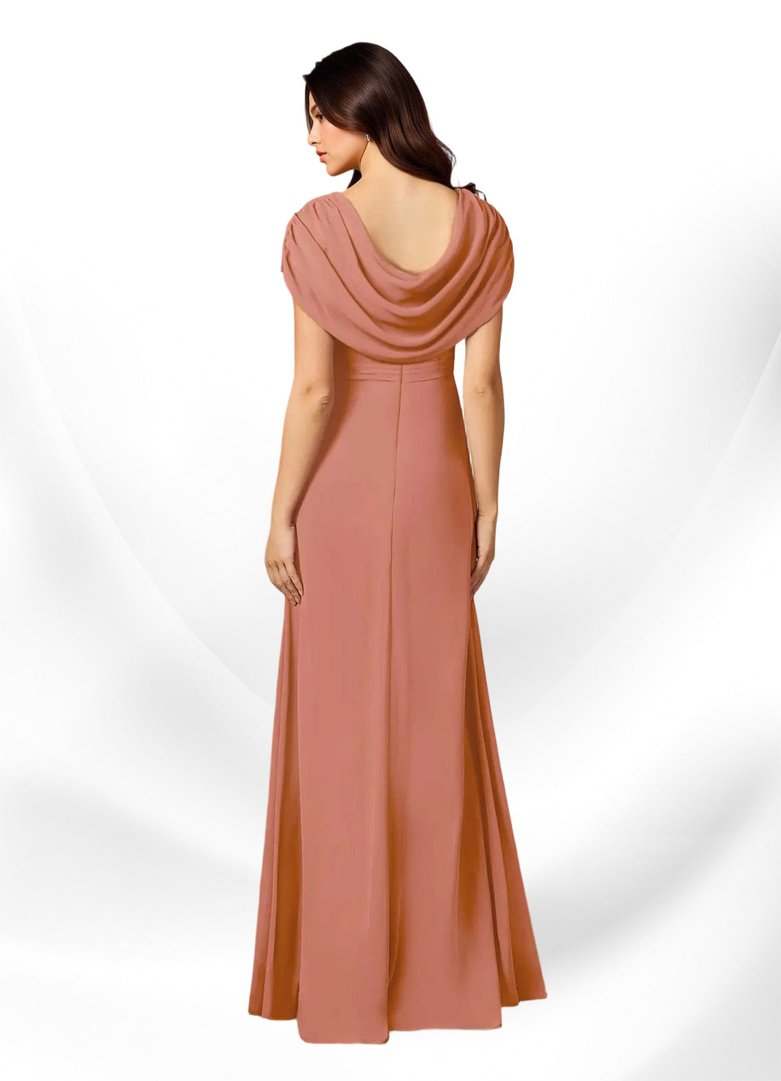 Augday Mary A-Line Side Slit Chiffon Dress