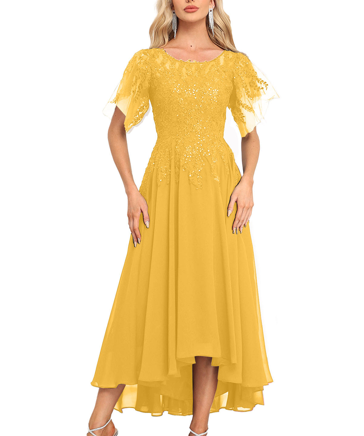 Augday Chiffon Lace Sequins Mother of the Bridesmaid Dresses