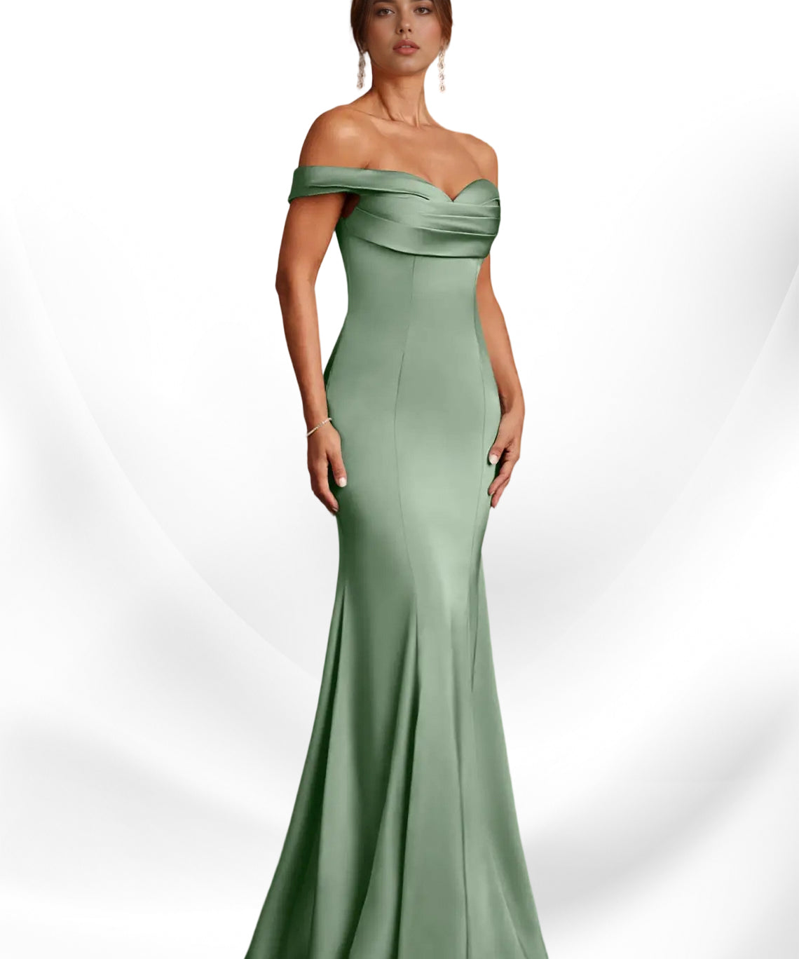 Augday  Mermaid Off the Shoulder Stretch Satin Dress