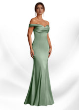 Augday Boone Mermaid Off the Shoulder Stretch Satin Dress