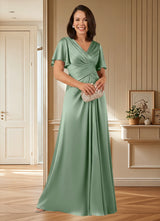 Augday Emmeline A-Line Pleated Stretch Satin Dress