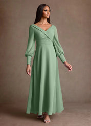 Augday Paterson A-Line Pleated Chiffon Dress