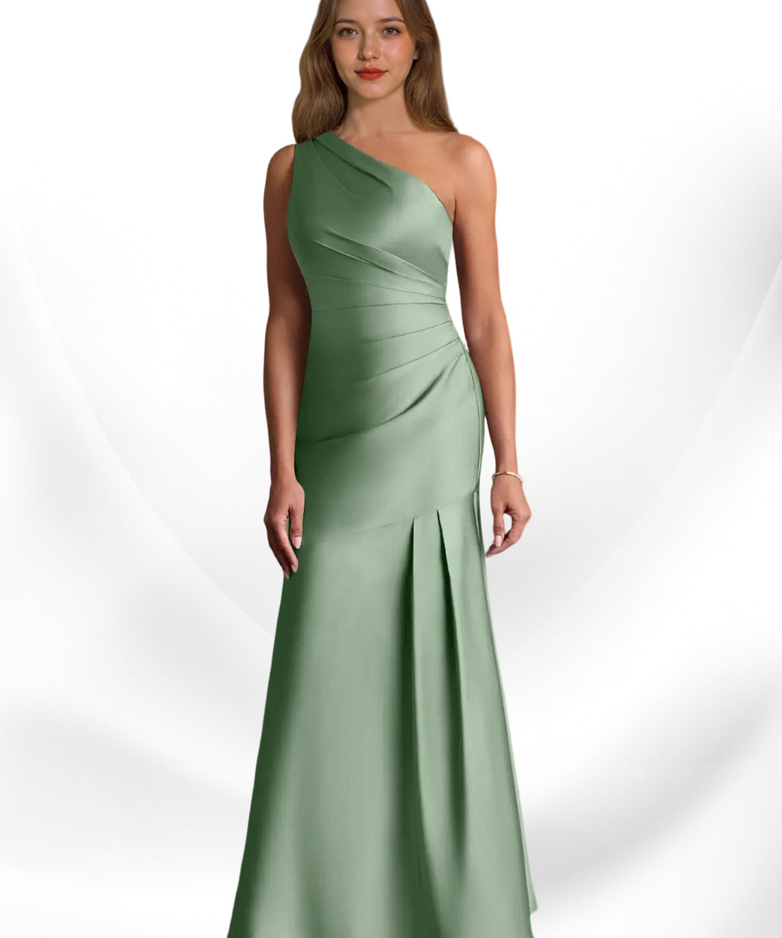 Augday Haifa Mermaid One Shoulder Stretch Satin Dress