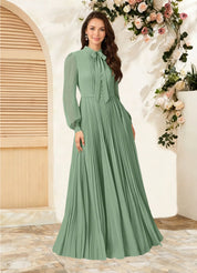 Augday Adellah A-Line Pleated Chiffon Dress