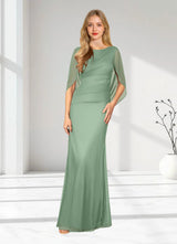 Augday Belladonna Mermaid Scoop Pleated Mesh Dress