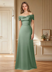 Augday Amelia A-Line Off the Shoulder Stretch Satin Dress
