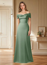 Augday Amelia A-Line Off the Shoulder Stretch Satin Dress