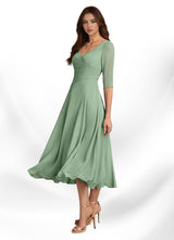 Augay Durant A-Line Pleated Chiffon Dress