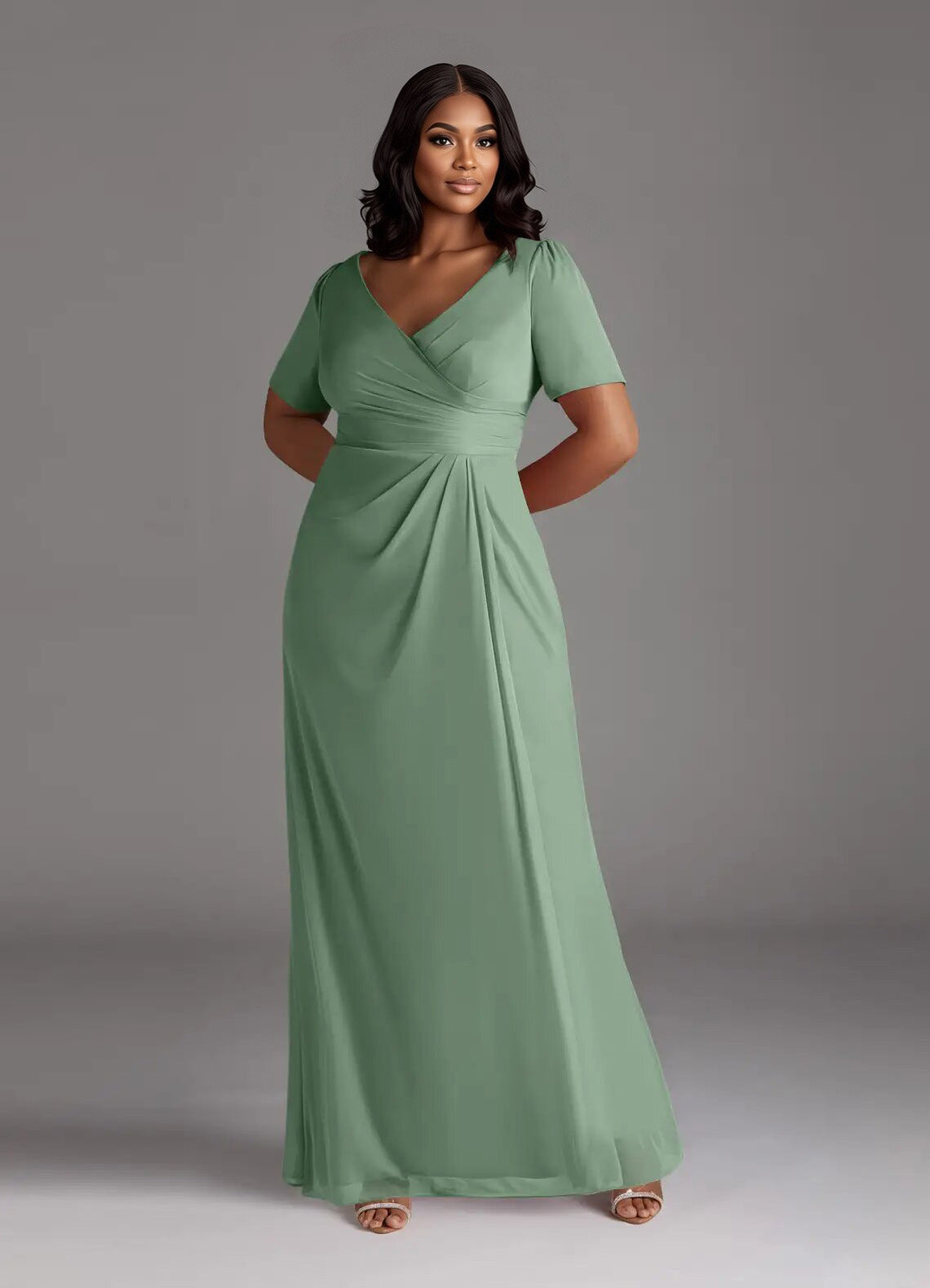 Augday Bessie A-Line Pleated Mesh Dress Plus Size