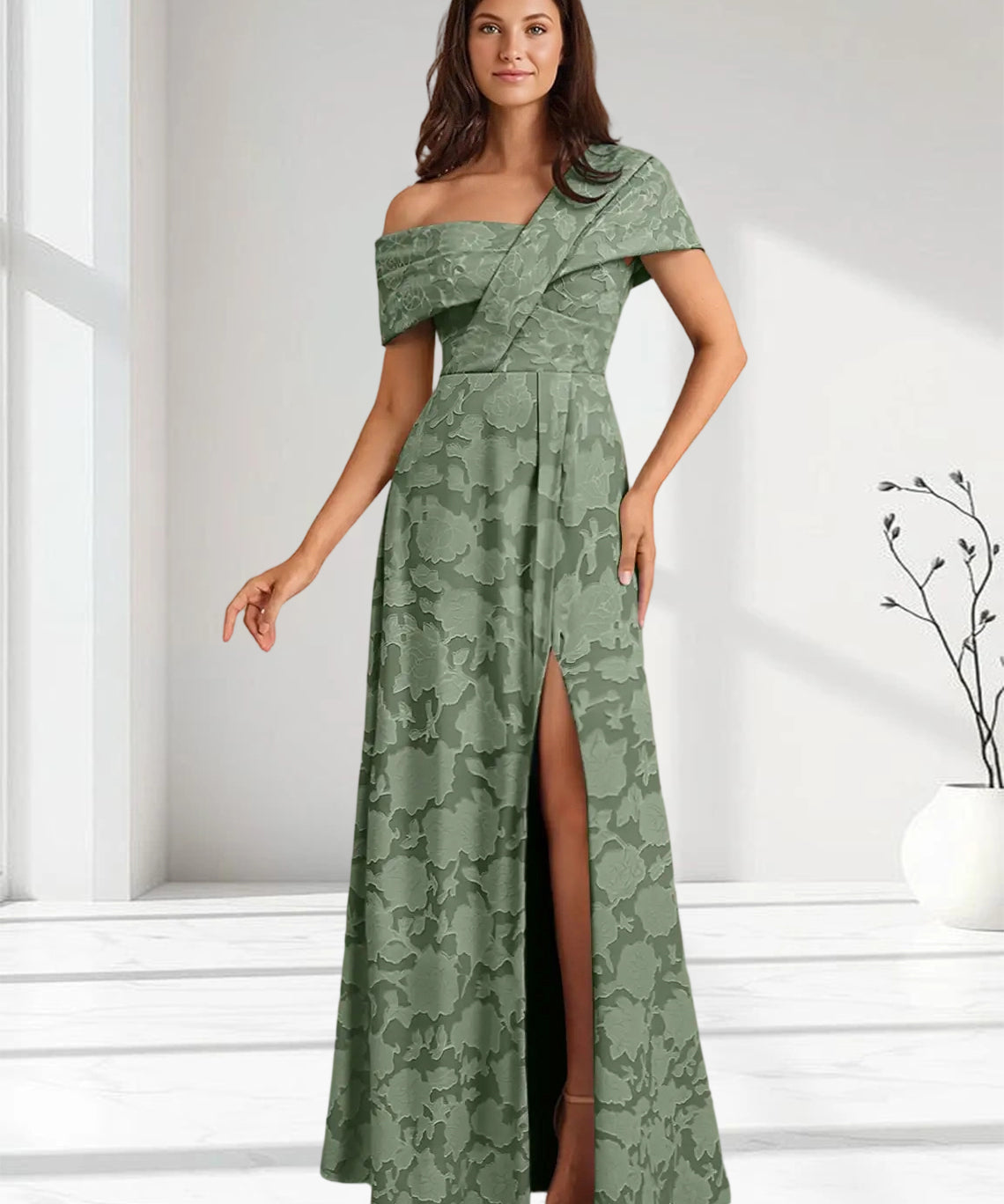 Augday Milton Milton A-Line Pleated Floral Burnout Dress