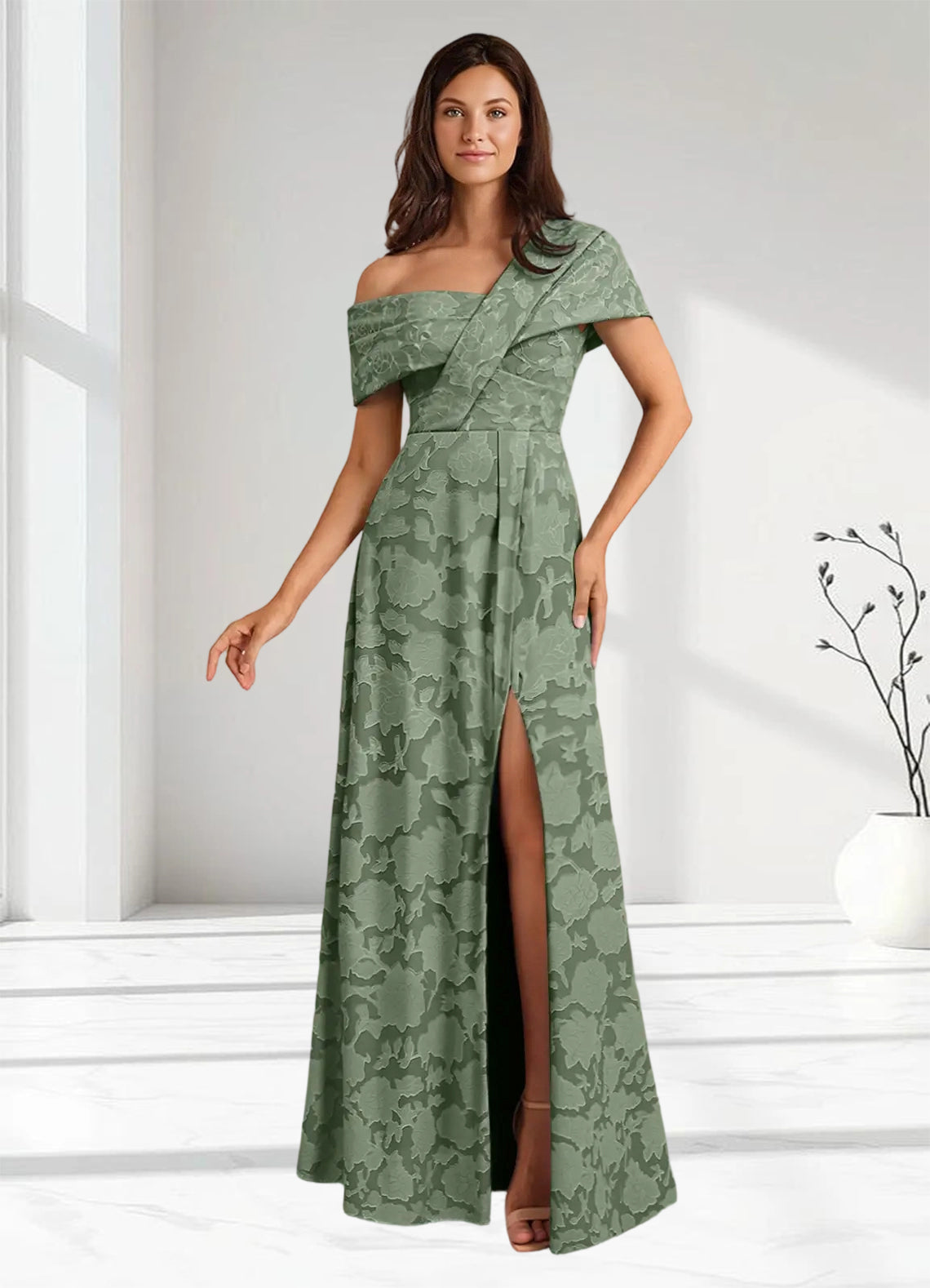 Augday Milton Milton A-Line Pleated Floral Burnout Dress