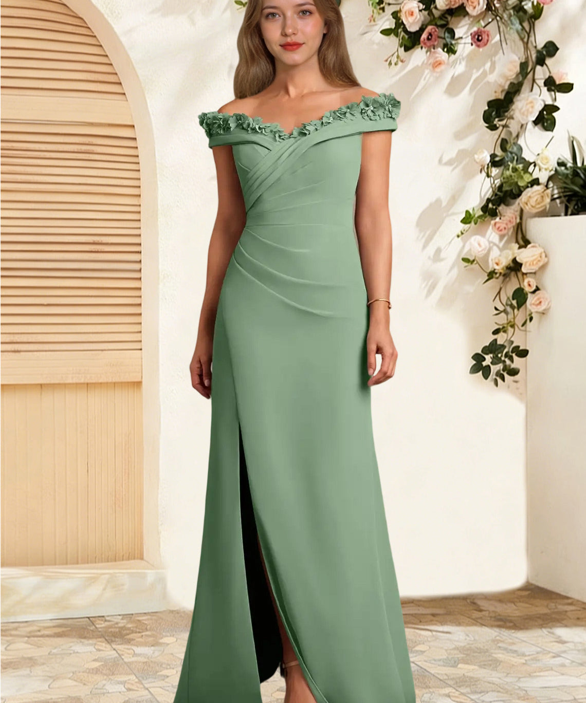 Augday Jettie Sheath Pleated Chiffon Dress