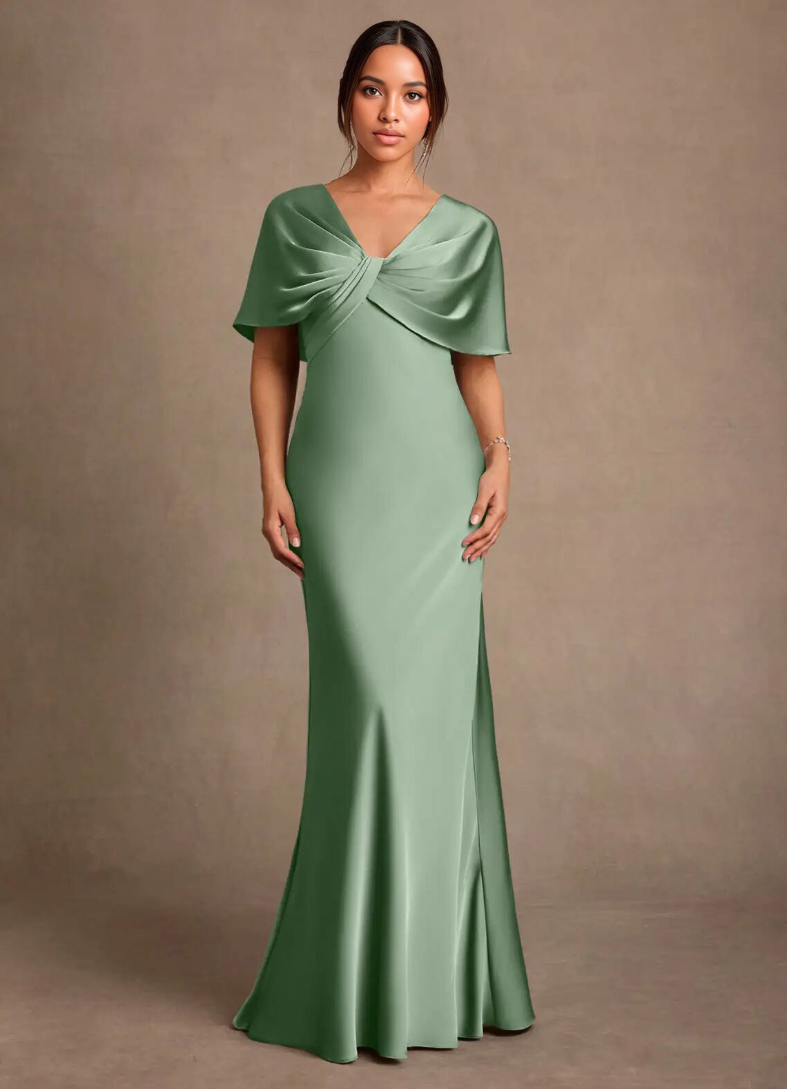 Augday Dosia Sheath Pleated Stretch Satin Dress