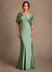 Augday Dosia Sheath Pleated Stretch Satin Dress