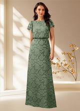 Augday Lehi A-Line Boatneck Floral Burnout Dress