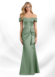 Augday Laredo Mermaid Off the Shoulder Stretch Satin Dress
