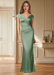 Augday Ludlow Mermaid Pleated Stretch Satin Dress