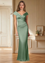 Augday Ludlow Mermaid Pleated Stretch Satin Dress