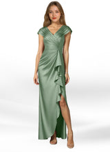 Augday Anderson A-Line Pleated Stretch Satin Dress