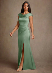 Augday Irvine A-Line Pleated Stretch Satin Dress