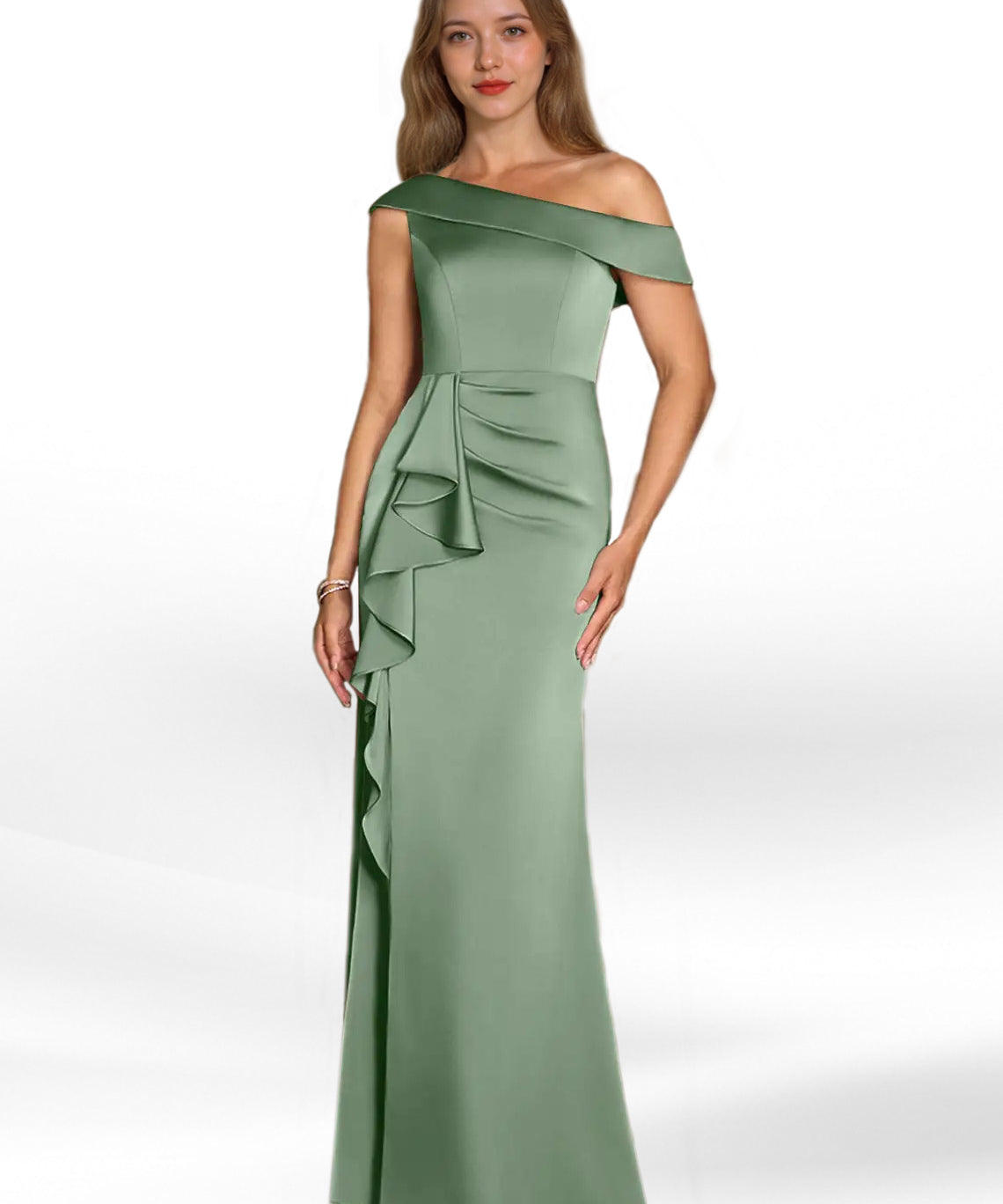 Augday Hamptons A-Line Pleated Stretch Satin Dress