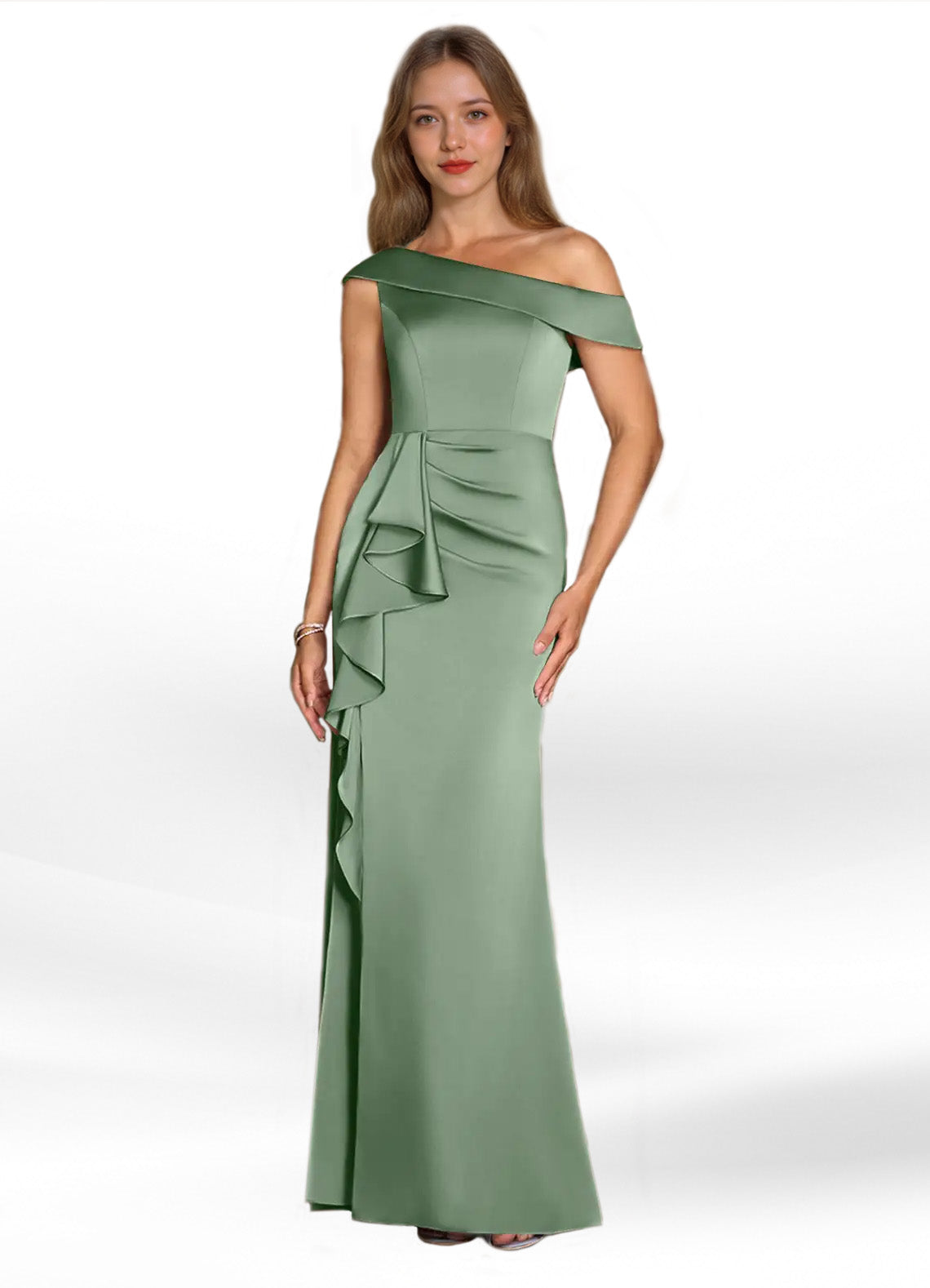 Augday Hamptons A-Line Pleated Stretch Satin Dress