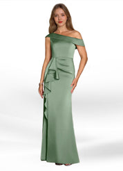 Augday Hamptons A-Line Pleated Stretch Satin Dress