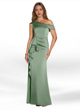 Augday Hamptons A-Line Pleated Stretch Satin Dress