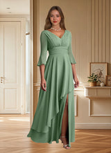 Augday Eire A-Line Pleated Chiffon Dress