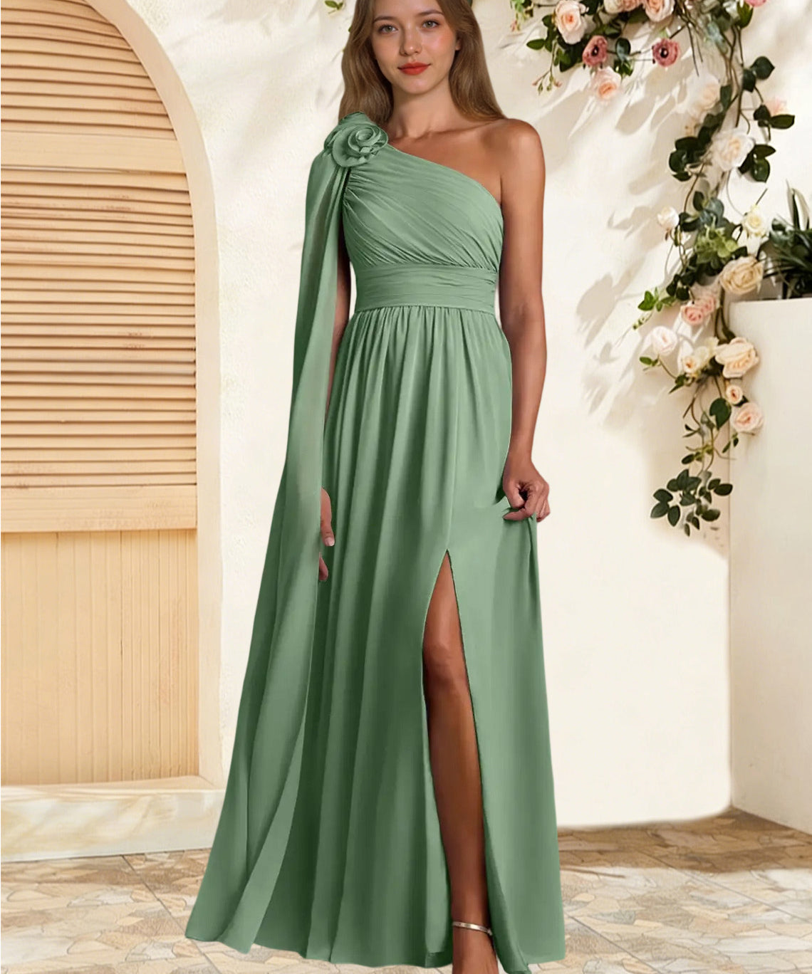 Augday Lancaster A-Line One Shoulder Chiffon Dress