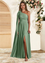 Augday Lancaster A-Line One Shoulder Chiffon Dress