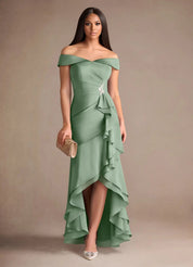 Augday Billings Mermaid Off the Shoulder Stretch Satin Dress