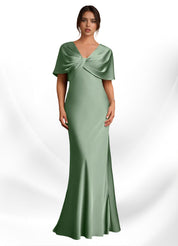 Augday Dosia Sheath Pleated Stretch Satin Dress