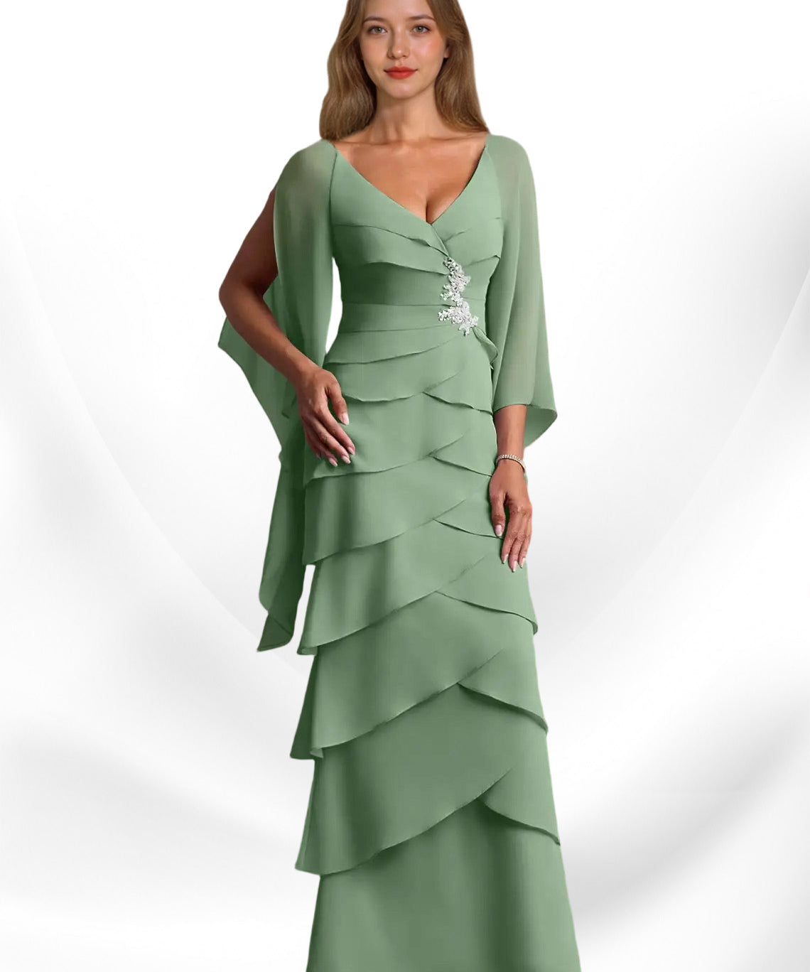 Augday Arabinda Sheath Ruched Chiffon Dress