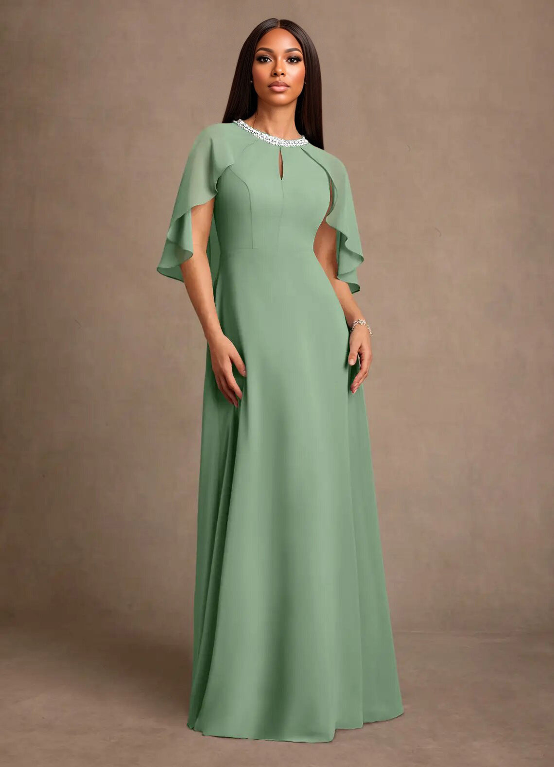 Augday Winnifred A-Line Beaded Chiffon Dress