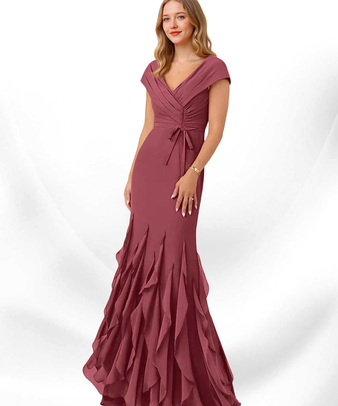 Augday Bailora Mermaid Ruched Chiffon Dress
