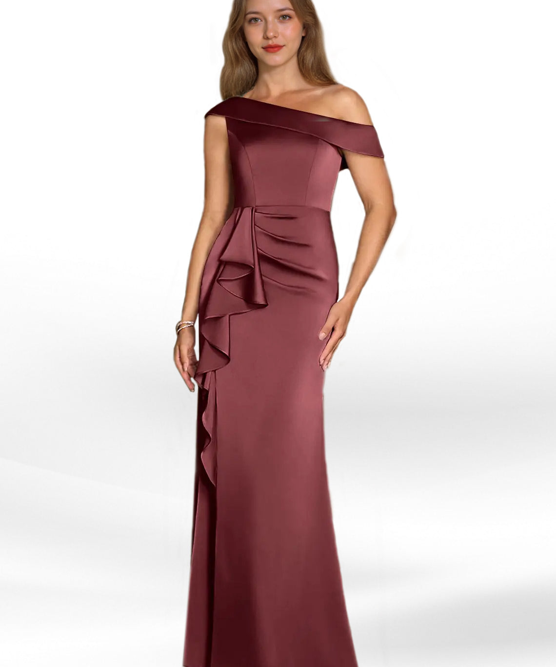 Augday Hamptons A-Line Pleated Stretch Satin Dress