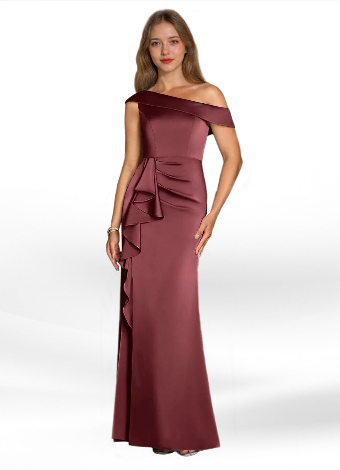 Augday Hamptons A-Line Pleated Stretch Satin Dress