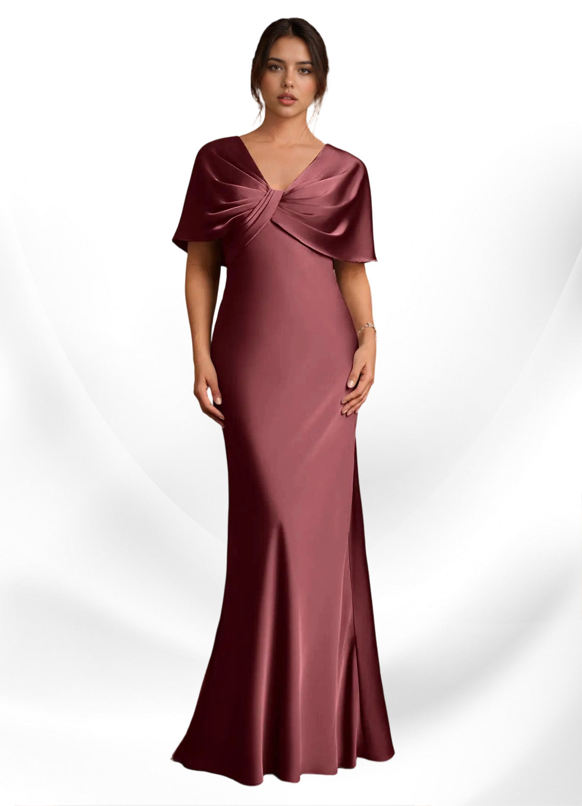 Augday Dosia Sheath Pleated Stretch Satin Dress