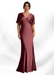 Augday Dosia Sheath Pleated Stretch Satin Dress
