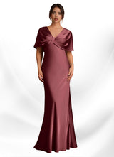 Augday Dosia Sheath Pleated Stretch Satin Dress